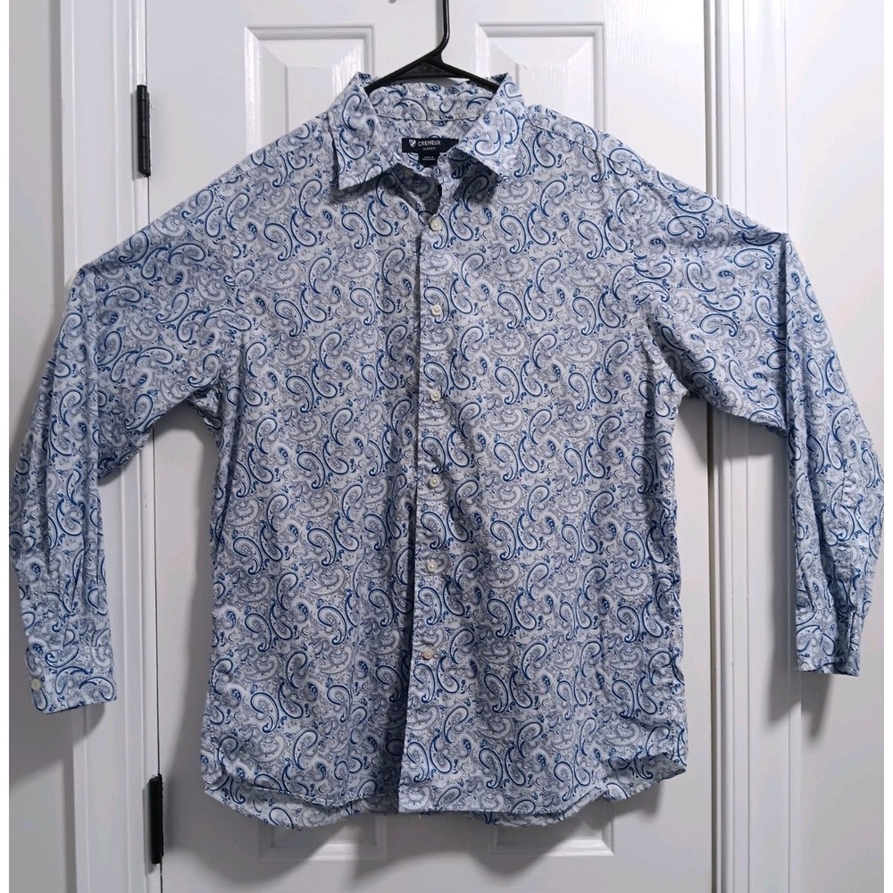 Cremieux Classics Mens Long Sleeve Paisley Button Up Dress Shirt Blue Large